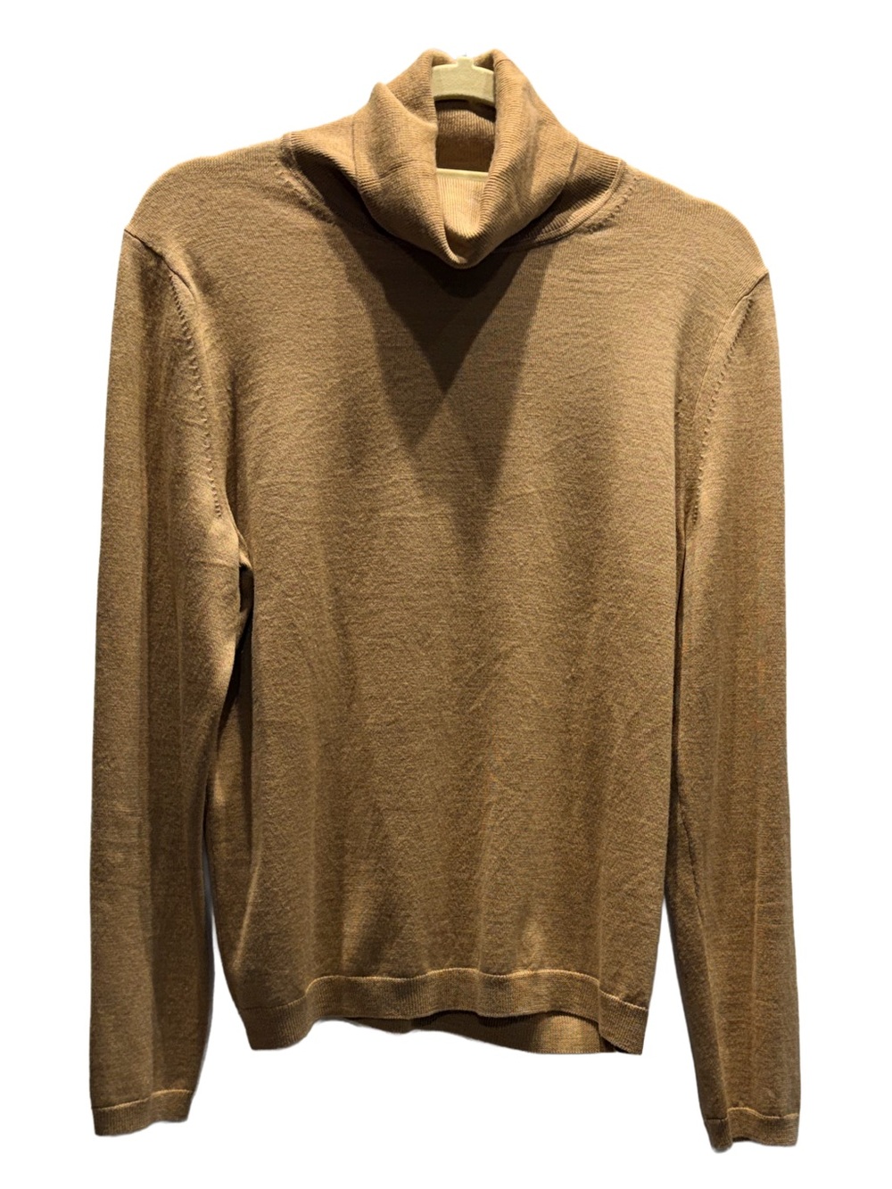 Hugo Boss Women’s Camel Tan Fine Knit Merino Wool Turtleneck Sweater